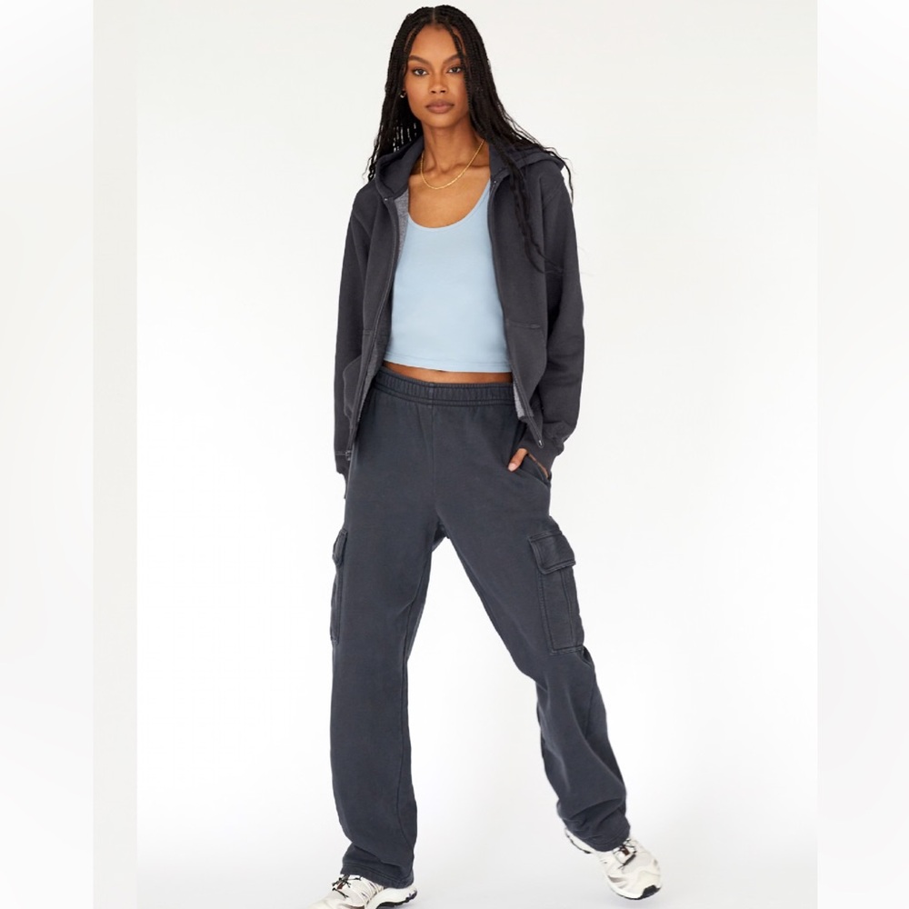 TNA Cozy Fleece Perfect Zip Hoodie Sweatshirt in Gd Black Onyx - Picture 3 of 6